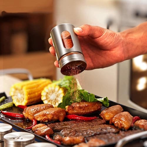 Контейнеры для специй Morningplace из нержавеющей стали, Набор банок для специй с солонкой, перечницей и сахарницей, Идеально для кухни (Набор из 6)