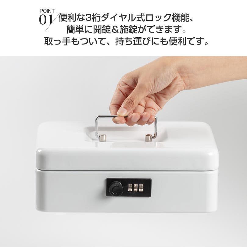 Hachibanya Portable Cash Box with Dial Lock, B5 Size, for Accounting, Office, Simple Safe, Piggy Bank, Steel, Home Use, Approx. W25 x D18 x H9cm, M250