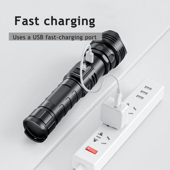 Светодиодный фонарик высокой яркости с цифровым дисплеем, водонепроницаемый, перезаряжаемый, энергосберегающий светодиодный фонарь для кемпинга на открытом воздухе, патрулирования