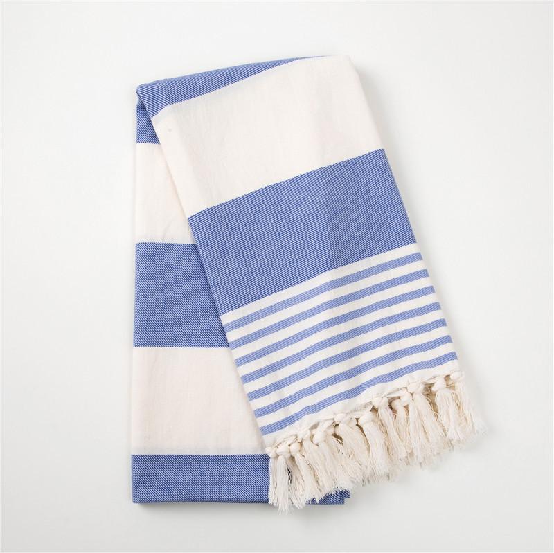 Turkey Striped Cotton Tassel Beach Towel for Adults