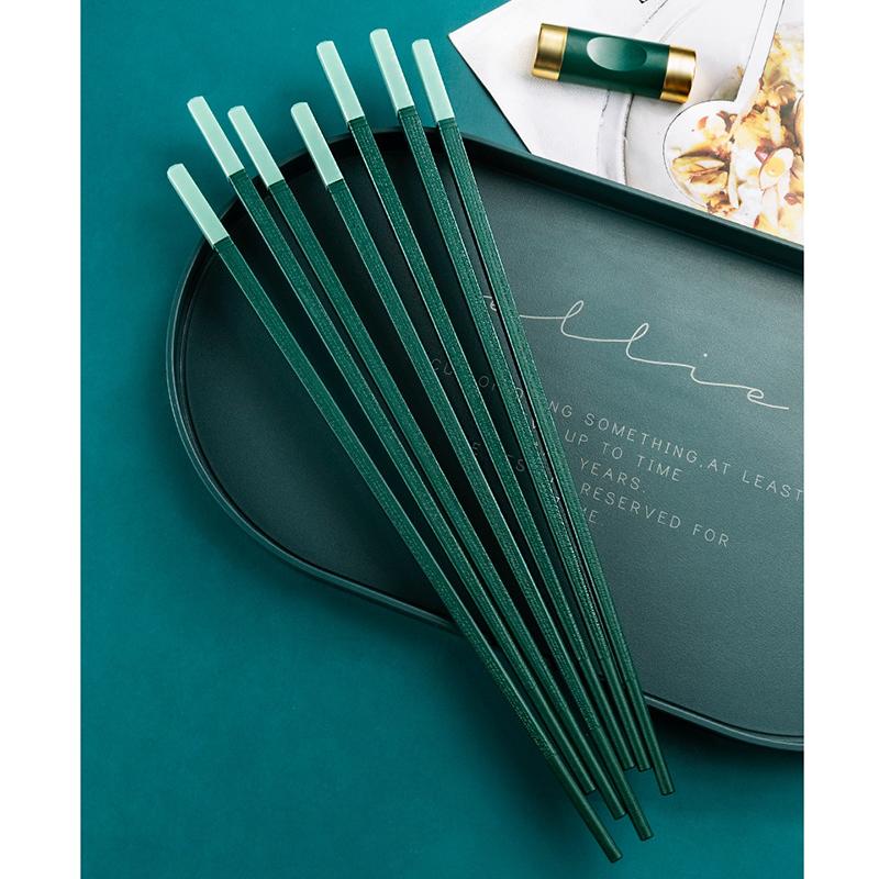 1/2/5 пара зеленых нескользящих многоразовых палочек для еды, набор палочек для еды из домашнего сплава, китайская еда, японская корейская суши, лапша