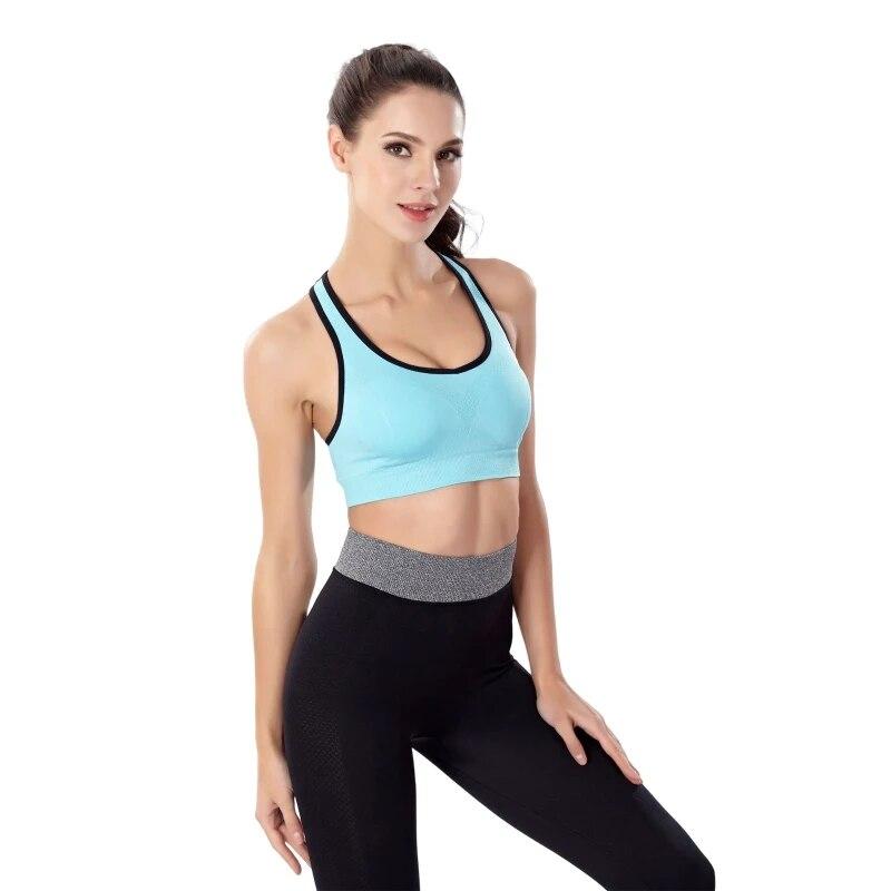 Женский спортивный бюстгальтер с мягкой подкладкой, бюстгальтер без косточек, пуш-ап для йоги со съемными чашками, бюстгальтер для фитнеса и бега с вырезом сзади