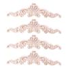 4pcs Natural Wood Carving Appliques for Furniture Cabinet Unpainted Decal Decor