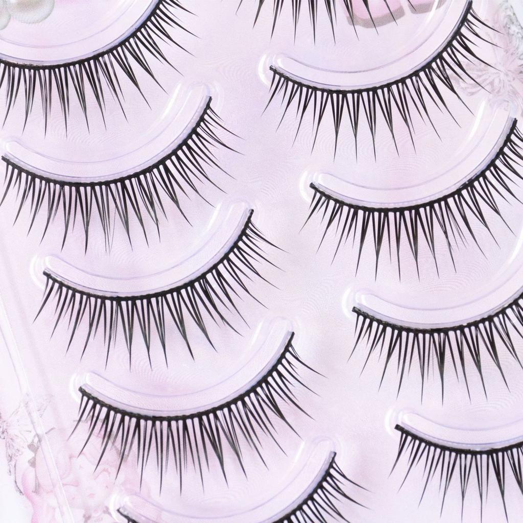 Korean Style Hard Stem Wet Tip False Eyelashes Natural Voluminous Full Strip Lash Effect for Kpop Makeup