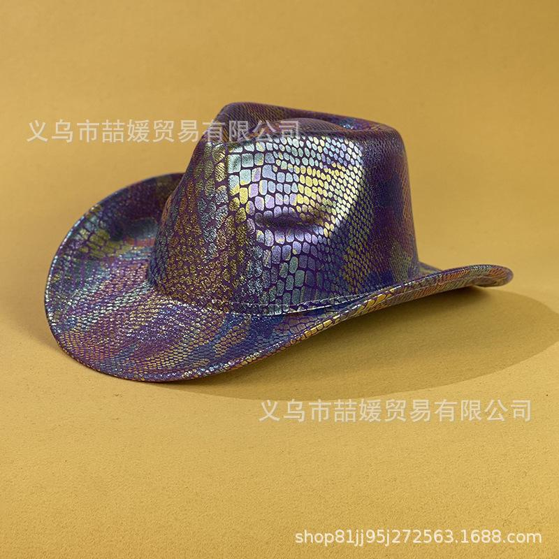 European and American men's and women's party bar stage performance top hat, new colorful sequined western cowboy hat