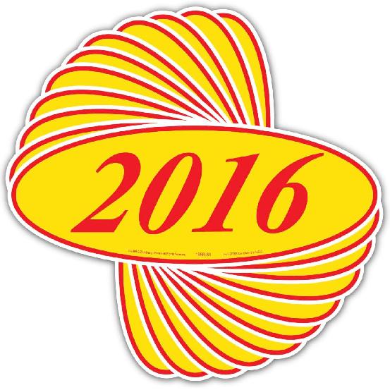 EZ-Line Oval Model Windshield Year Stickers for Car Windows Red and Yellow Large Vinyl Dealership Supplies 1 Dozen Pro Pack (2018)
