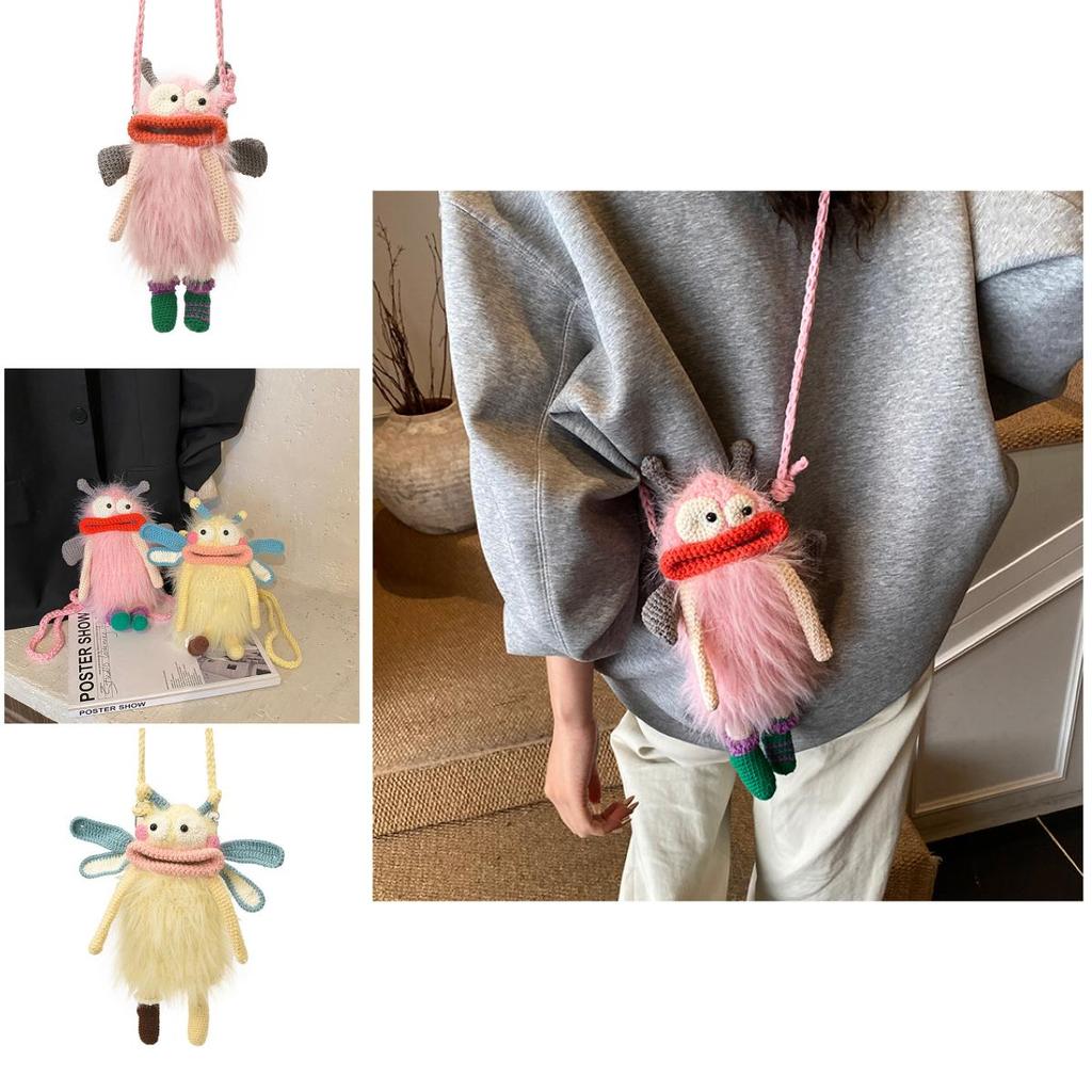 Funny Big Mouth Woven Crossbody Bag For Daily Casual Wear