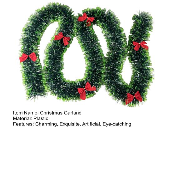 Рождественская гирлянда 6,5 футов с 6 красными бантами, искусственная зелень, сосновая гирлянда для каминной полки, лестницы, камина, домашнего украшения для вечеринки