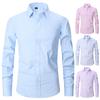 New Solid Colour Professional Shirt Men Striped Plaid Long-sleeved Shirt Men