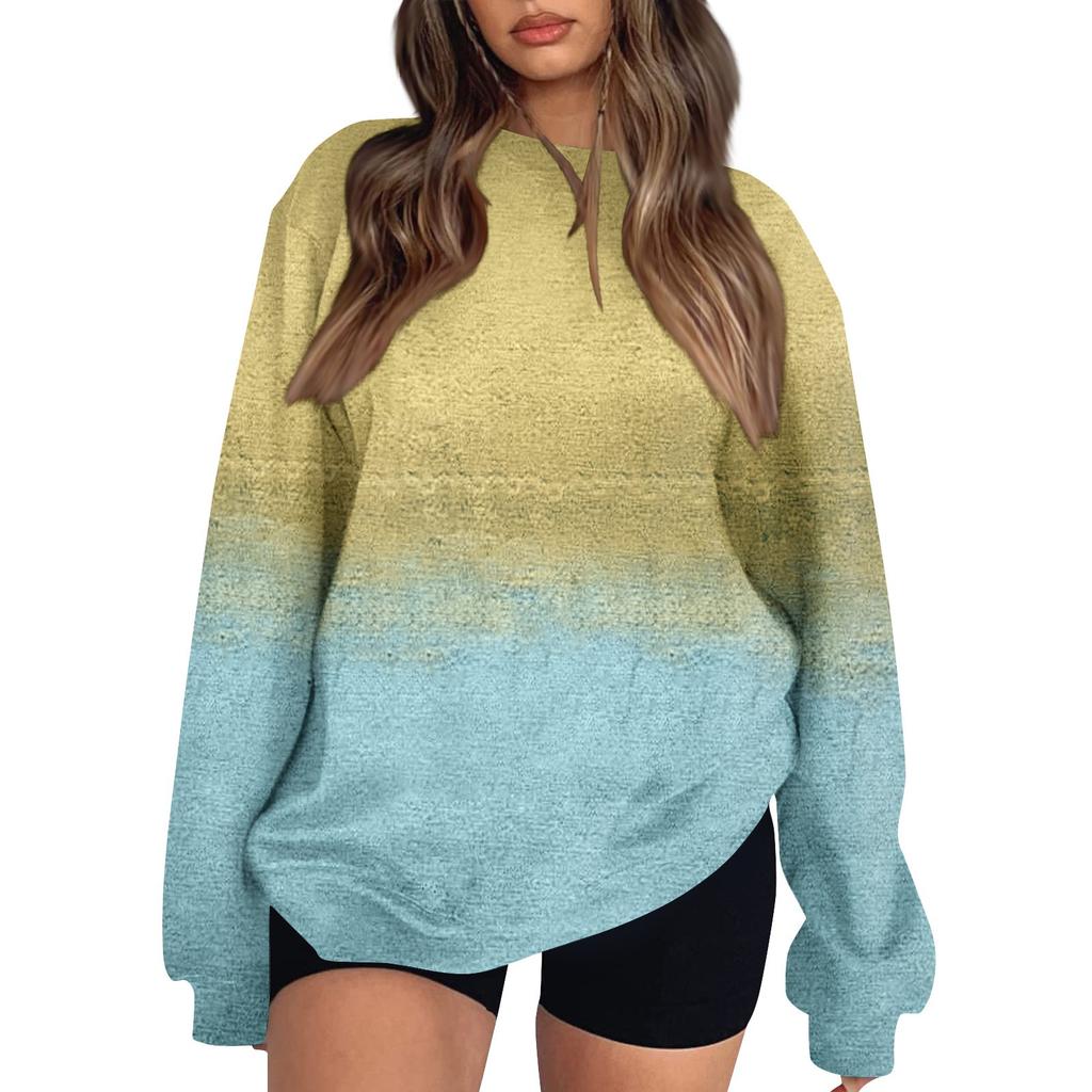 Женские топы Женский свитшот с длинным рукавом Повседневный с круглым вырезом Свободного кроя Пуловер Флисовые топы