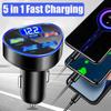 12-24V 5 Ports Car Charger Car Digital Lighter SCP/QC3.0 Super Fast Charging 4USB Phone Charger for IPhone Xiaomi Samsung Huawei