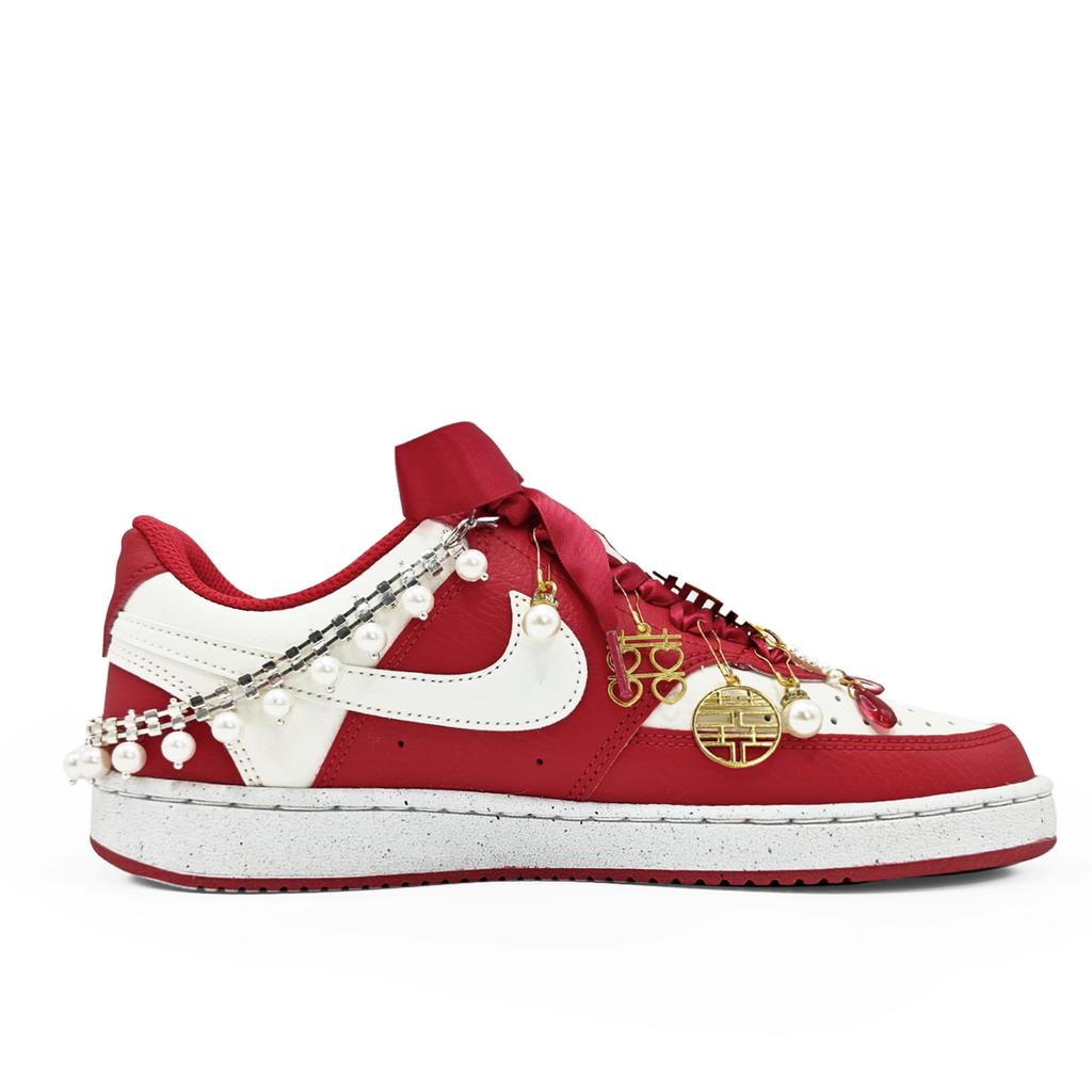 Nike Court Vision Cushioning, Wear Resistant Low top Skateboard Shoes Women's Red Gold DH3158-602(Team1463-)