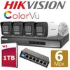Комплект 4 камер Hikvision 6 Мп Микрофон Цветной VU DS-2CD1063G2-LIUF + DS-7104NI-Q1/M