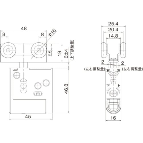 Nakao Seisakusho Upper Hung Door Roller II NH-074 with Bearing Roller, Brown, for Sliding Doors, Repair and Replacement, Heavy-Duty, Door Load Capacit
