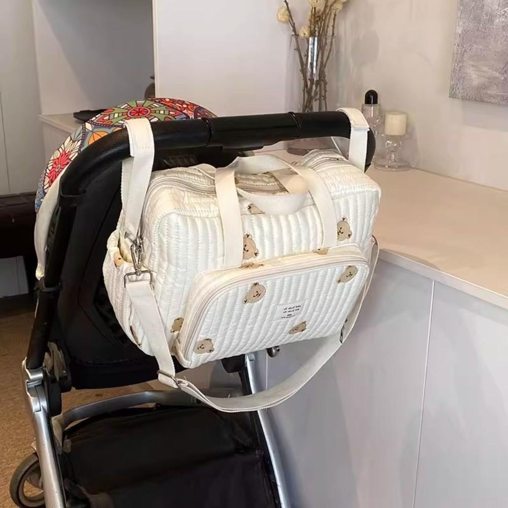 New Cute Bear Organizer Bag Embroidery Large Capacity Handbag Mommy Bag Maternity Pack Diaper
