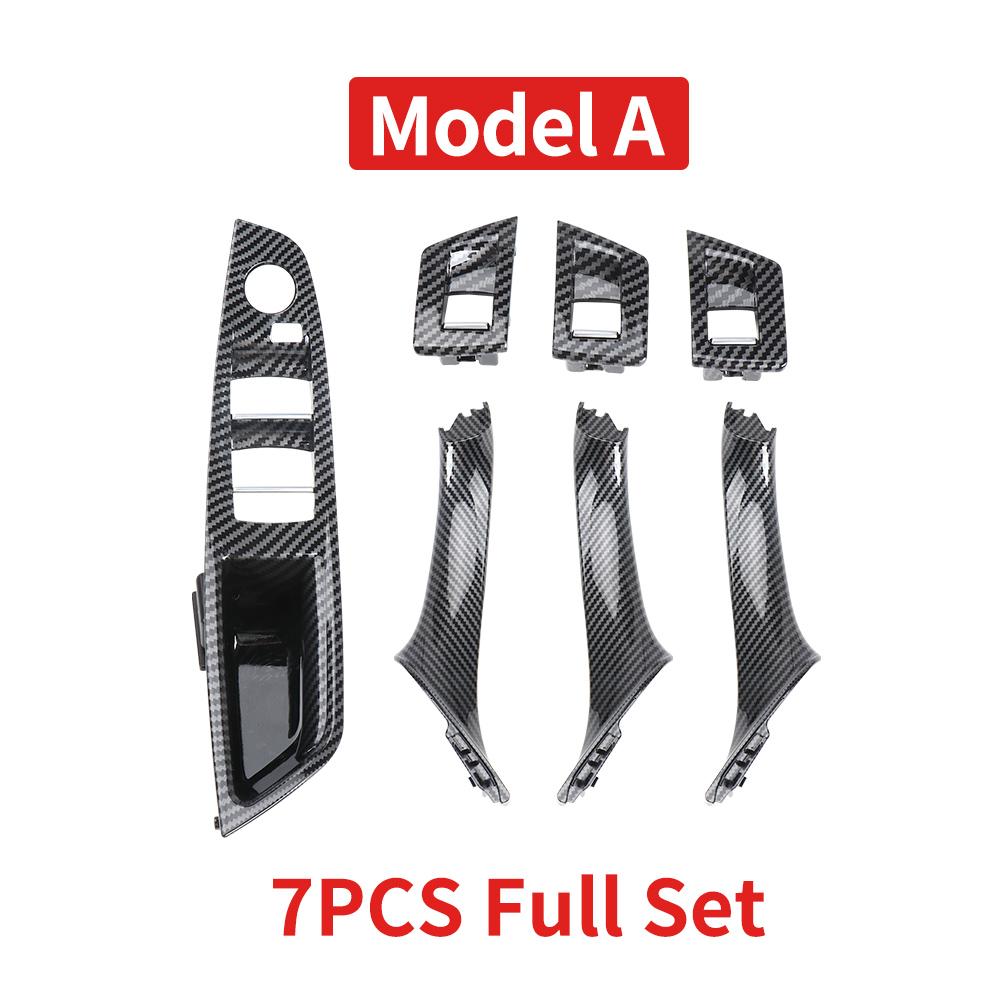 Для BMW F10 F11 LHD 7 шт. автомобильная внутренняя дверная ручка из углеродного волокна, набор ручек, декоративная пластина для левой руки BMW 5