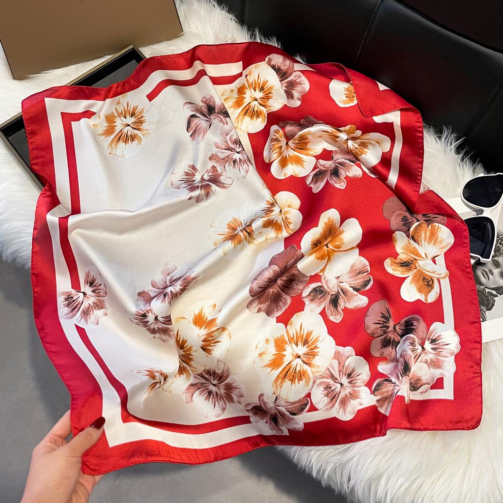 Новый роскошный принт 70*70 см шелковый квадратный шарф женский мягкий атласный ободок для волос шейный платок галстук женский ободок фуляр сумка лента подарок