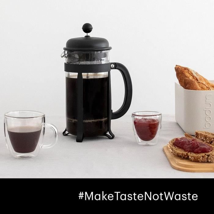 Cafetière à piston - BODUM - Java - Monture et couvercle en plastique - 3 tasses - 0.35 l - Noir