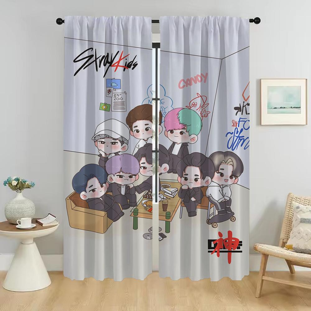 Современные шторы для гостиной, 2 шт., тюль KPOP-straykides для спальни, украшение на Хэллоуин, затемняющие шторы, перегородка