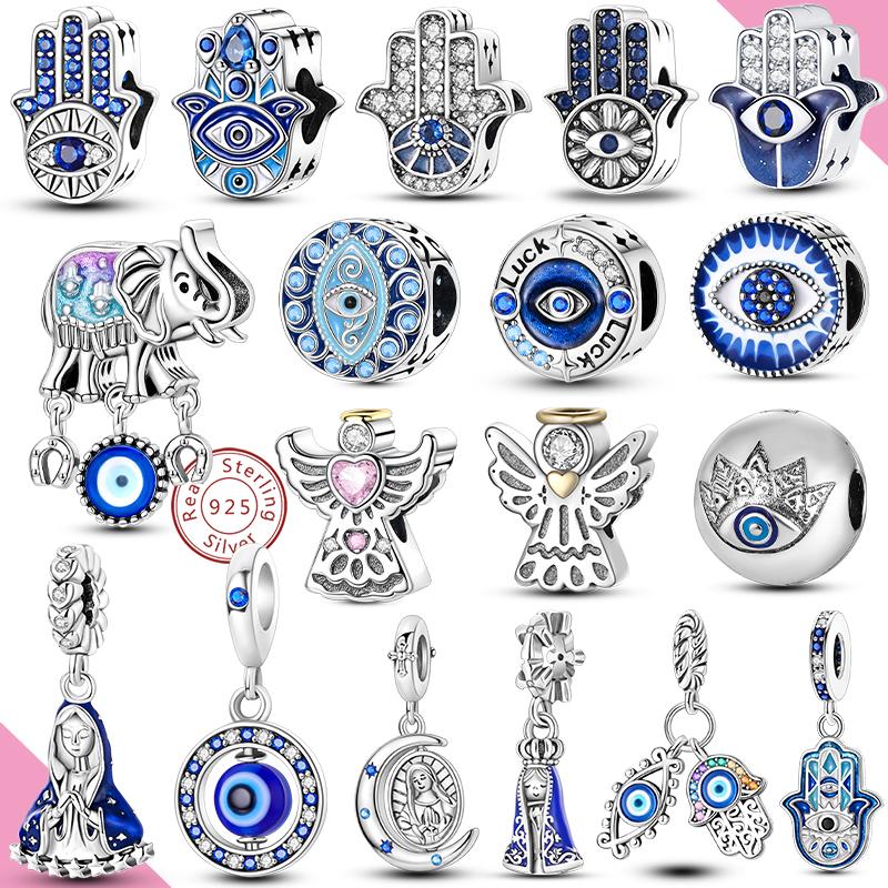 Copper Charms Beads Angel Devil'S Eye Fatima'S Hand Cross Charms Pendant Fit Original Bracelet Women Jewelry Gift