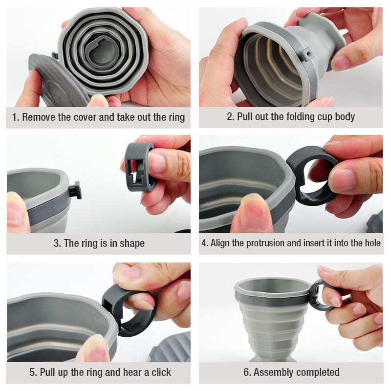 Портативная силиконовая выдвижная складная чашка для улицы с крышкой, чашка для кофе, кемпинга, пикника, пешего туризма, мини-стекло для воды, посуда для напитков, 1 шт.