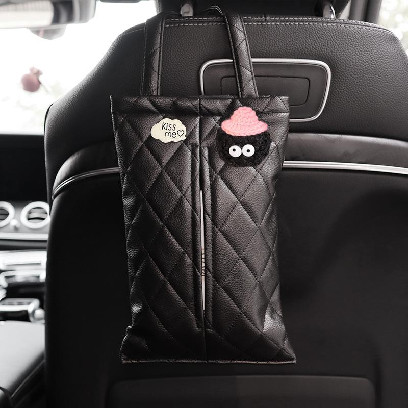 Милая мультяшная кукла-облако, автомобильная коробка для салфеток, подголовник сиденья, кожаный держатель для бумаги, органайзер для салона автомобиля, аксессуары для укладки автомобиля