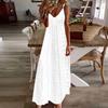 Women's Hollowed Out Vacation Long Dress Color Sleeveless Suspender V-neck Dress