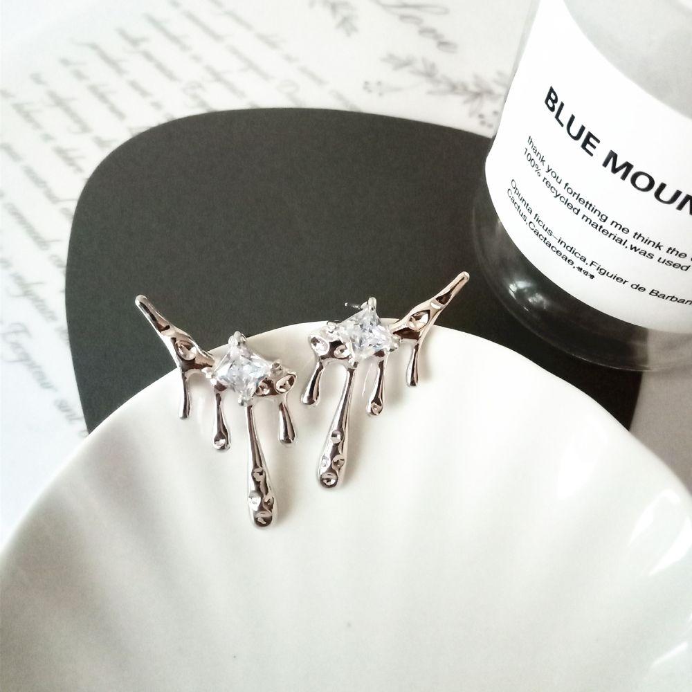 1 пара модных дизайнерских сережек-гвоздиков из металла серебряного цвета для женщин и девочек Treny Sqaure Zircon Brincos Jewelry