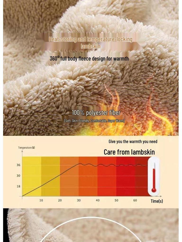 Мужская черная толстовка с капюшоном на молнии из ягнячьей шерсти с флисовой подкладкой - Зимняя большого размера свободная куртка-кардиган