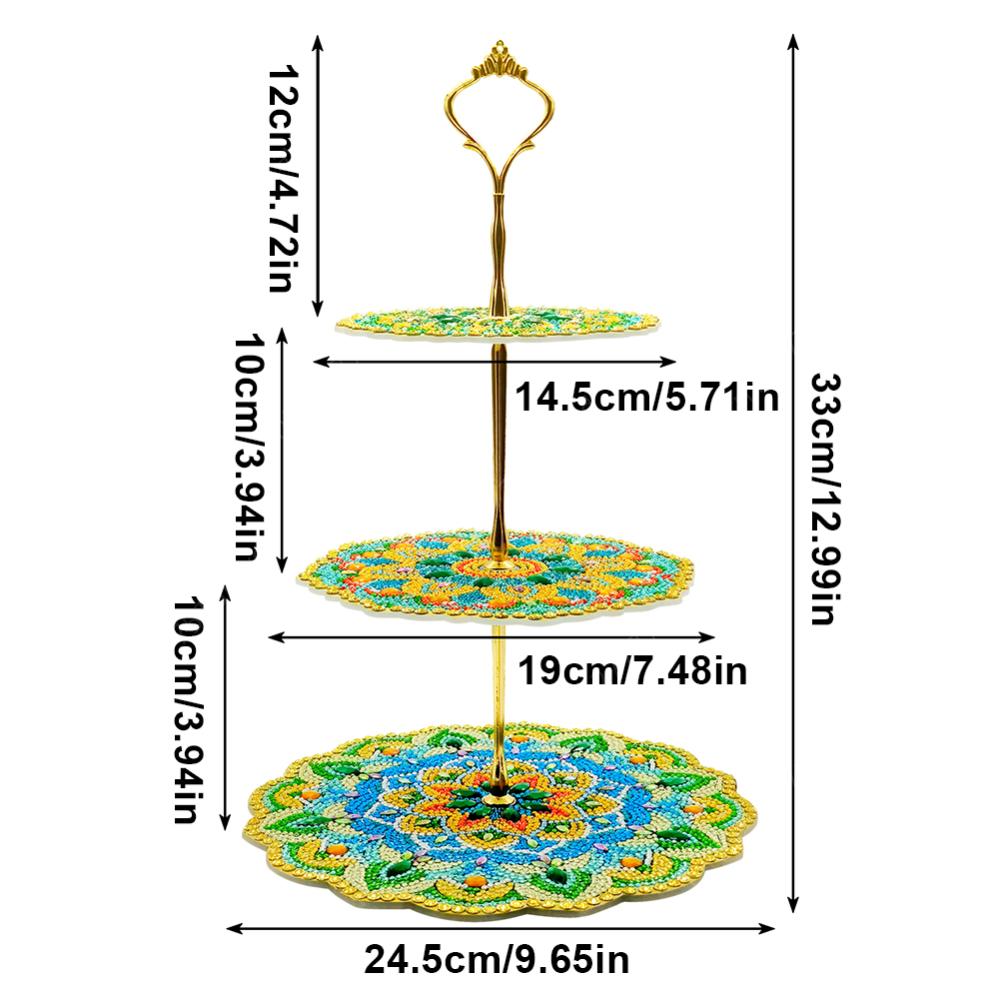 Круглый сервировочный поднос с алмазной росписью, 3-х уровневая башня для демонстрации десертов и сладостей, многоуровневые сервировочные подносы для выпечки, десертов, конфет, фруктов, чая