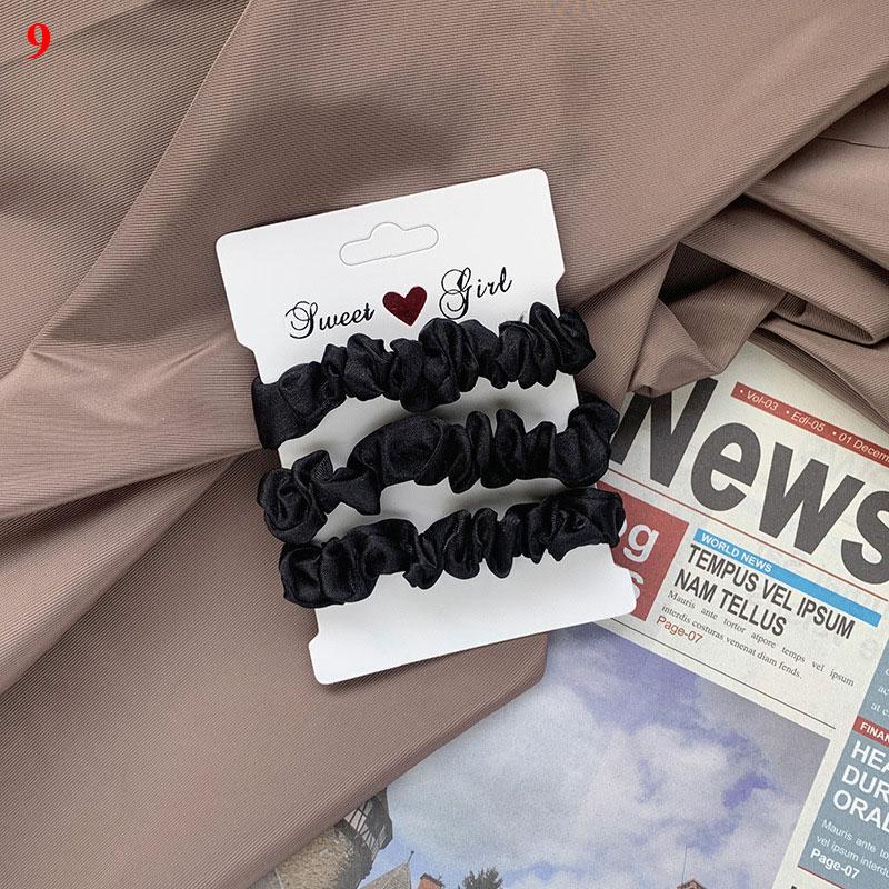 3Pcs/Set Silk Satin Solid Color Hair Ties Silky Scrunchies Set Women Simple Style Rubber Band Ponytail Holder Hair Accessories