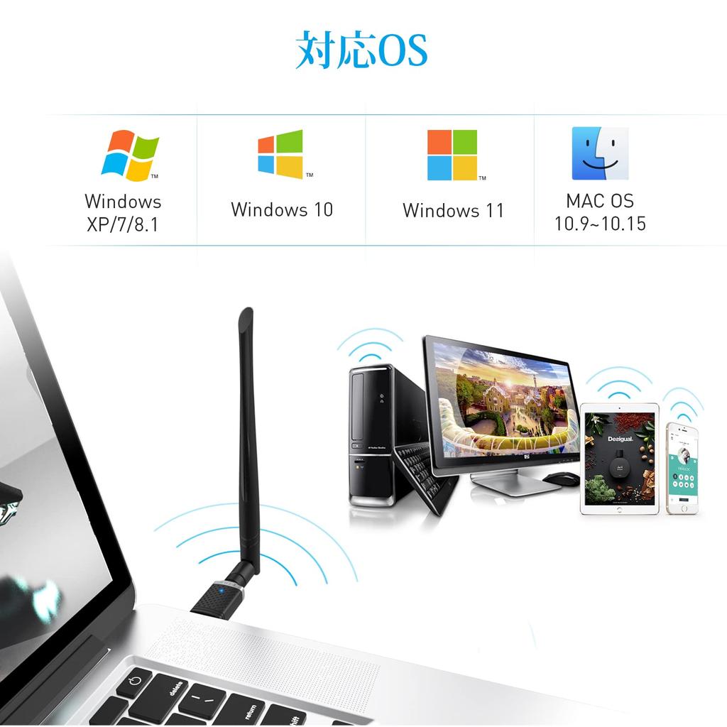 WiFi Wireless LAN Handset 1300Mbps WIFI Adapter Dual Band AC High Speed Communication 5dBi Rotating Antenna Compatible with OS X USB3.0 5G/2.4G 802.11