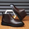 British Style Casual Leather Men's Chelsea Boots New Arrival Man Ankle Boots Comfy Elastic Strap Brogue Shoes Business Footwear