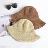Women's Foldable Hand-Crocheted Straw Beach Hat with Rolled Brim