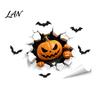 Black Cat Wall Stickers Halloween Stickers, 3D Broken Effect with Ghost Skeleton Pumpkin Bat Decals, Self-Adhesive Temporary Decorations Waterproof