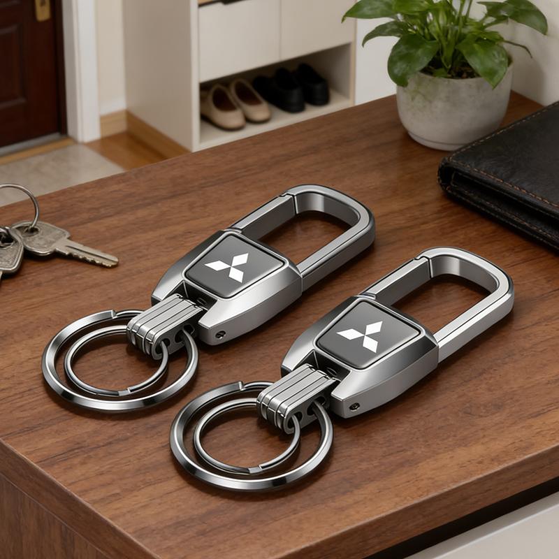 Metal Alloy Car Logo Key Chain Holder for Mitsubishi RALLIART Colt ASX Lancer L200 Pajero Outlander Eclipse Keyring Pandant