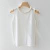 Loose Fit Vest Top Elegant Faux Pearl Knit Vest Comfortable Tank Top Stylish 3d Cut Loose Fit Blouse for Women Sleeveless Tee