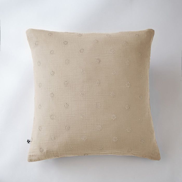 Taie d'oreiller Brodée Déco "Gaïa Boho" 60 x 60 cm & 50 x 70 cm "Gaze de Coton" l'Effet Papillon - Gaia Boho Ficelle - Taie d'oreill