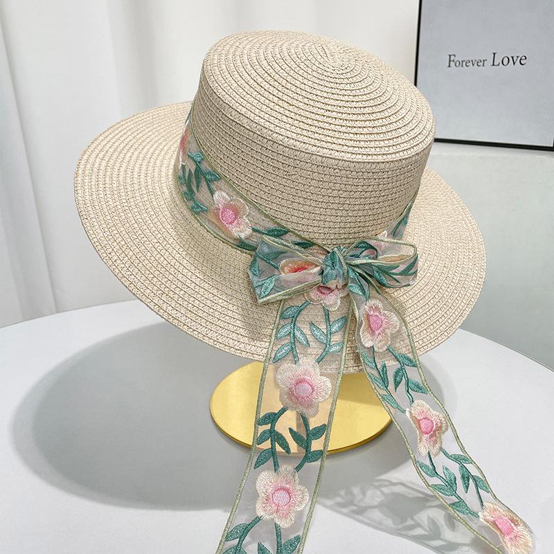 Seaside Beach Hat Lace Straw Hat Children Summer Visor Breathable Sunscreen Bucket Hat Vacation Style Straw Hat