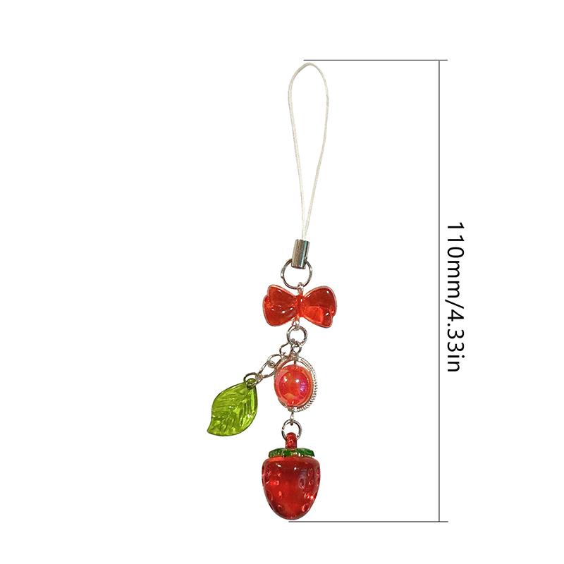 1 шт., красный вишневый клубничный бант, ремешок для мобильного телефона, брелок для ключей для девушки, женщины, сумки, камеры, кулон, милые ювелирные изделия для мобильного телефона