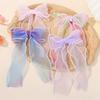 BABY BOWS 1Pcs Fairy Ribbon Bow Hair Clip Gradient Color Gauze Lace Edge Ponytail Hairgripes Women Girls Hair Accessories
