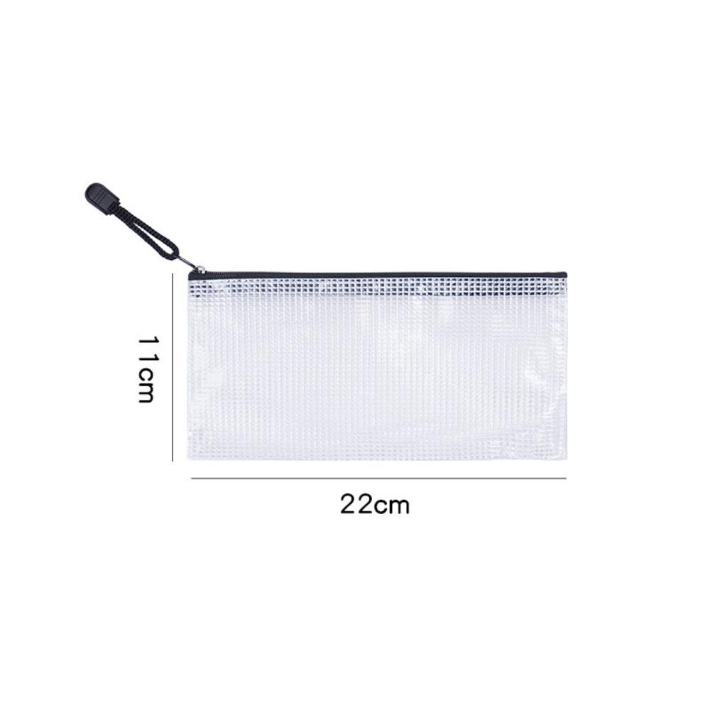 Waterproof Pen Bag PVC File Bag Multipurpose Mesh Zipper Pouch Students