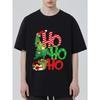 Christmas T-Shirt Black Ho Ho Ho Christmas Tree and Gifts Print Holiday Party Wear