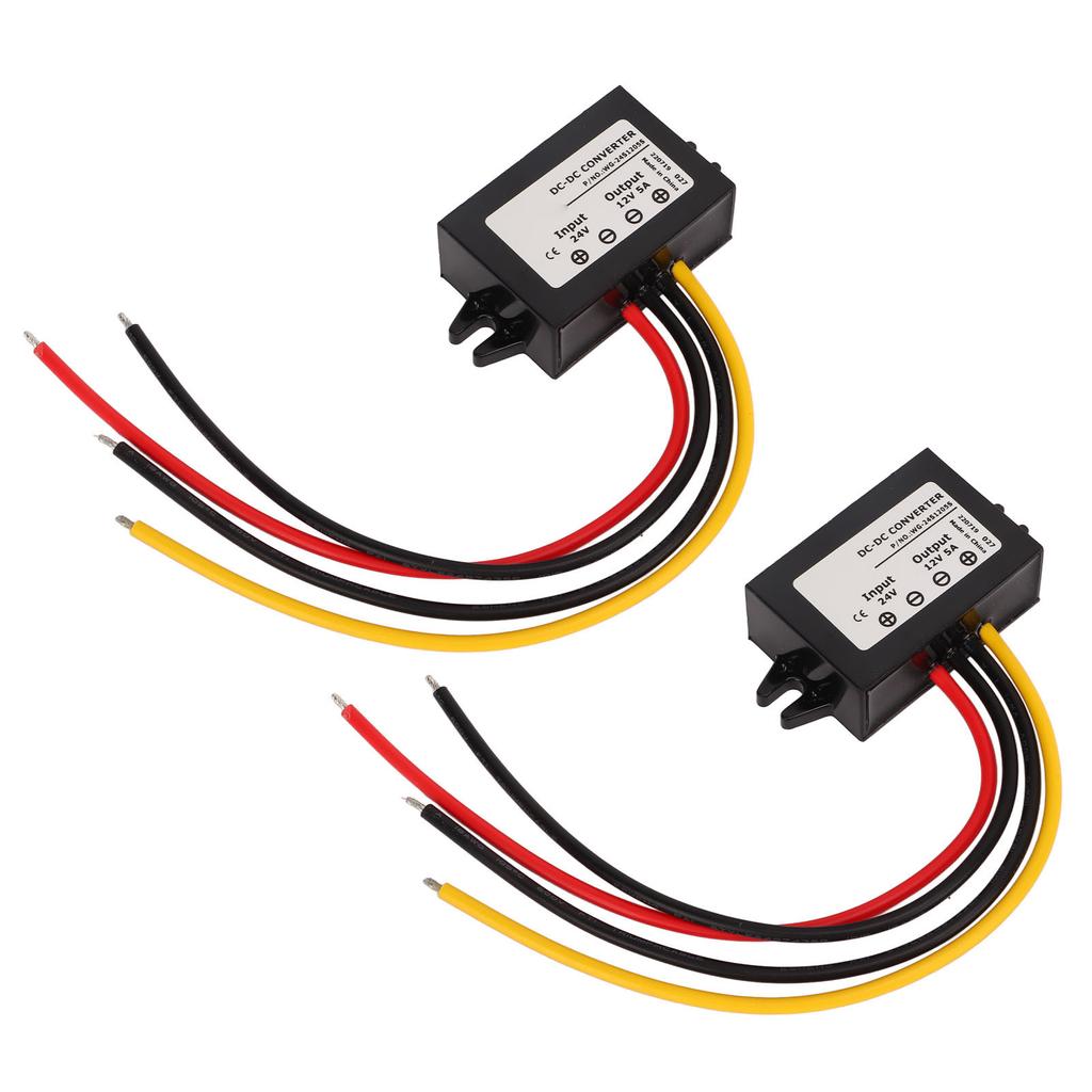 2pcs Car Buck Converter 24V To 12V 18‑36V To 12V 5A 60W Waterproof Automotive Power Converter Module