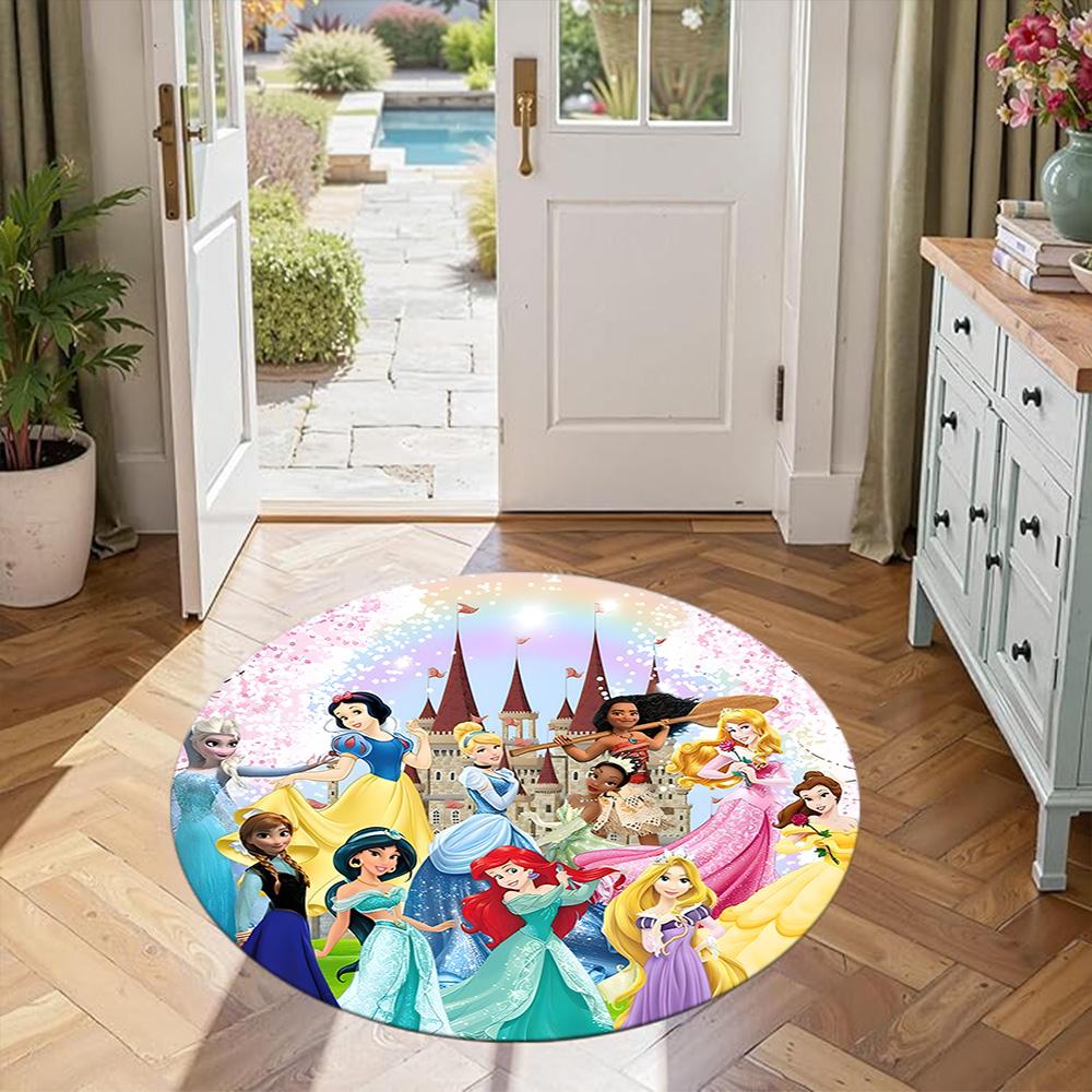 Princesses Round Area Rug Perfect for Living Rooms Balcony Game Room Dining Room Antislip Round Carpet Office home decor Birthday Christmas Gift