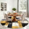 Modern Round Geometric Area Rug Polyester Foam Mat Black Yellow Plaid Abstract Design for Living Room Home Decor Accent Carpet