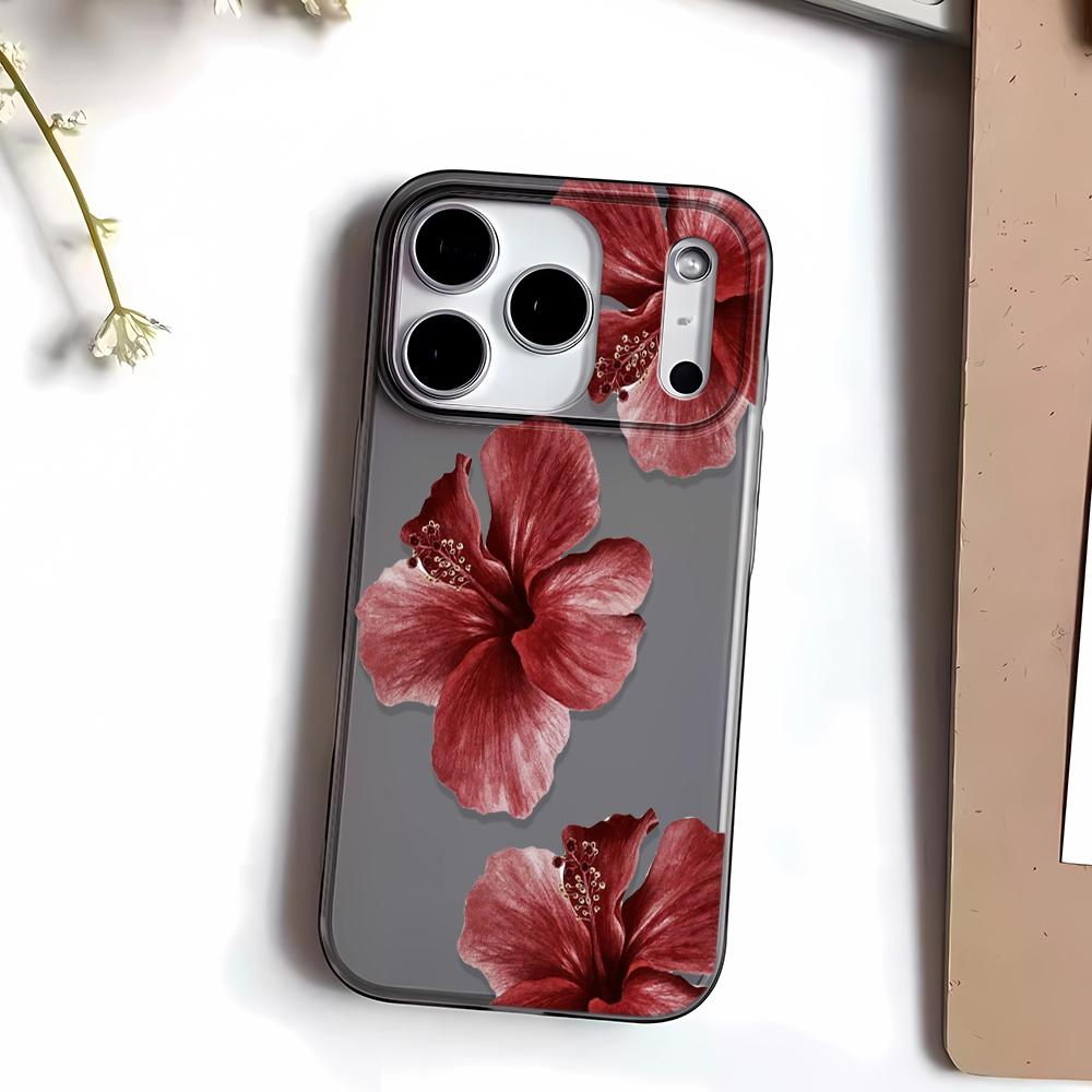 Розовый цветок гибискуса Чехол для телефона Для IPhone 16 15 14 Pro 15 Plus 17 Air 13 12 11 17 Pro Max Чехол Ударопрочный Мягкий чехол Fundas