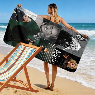 Пляжное полотенце Adele Melody Print, Большое мягкое быстросохнущее полотенце для пляжа, кемпинга, плавания