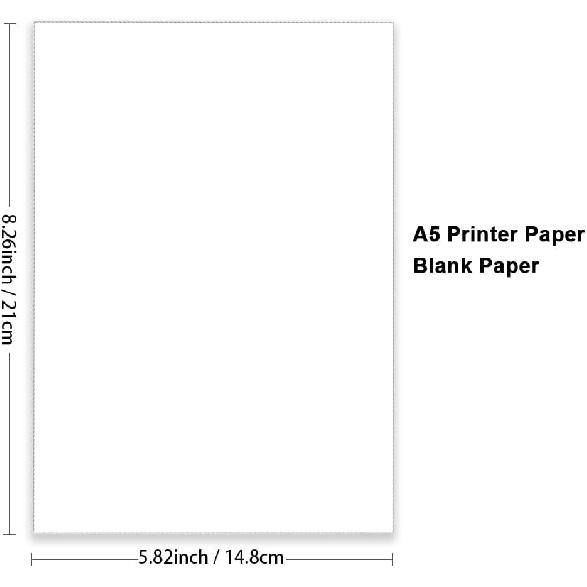 Printer Paper - 100 Sheets, A5 Premium Bright White Paper, 28lb Bond / 70lb Text (105 gsm) Bright White Paper – Great for Copy, Printing, Writing,