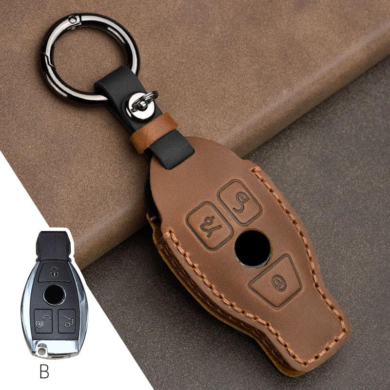 Leather Car Key Case Cover For Mercedes Benz W211 W204 A B R G Class GLK GLA GLC GLR W210 W176 W202 W463 Accessories Protector